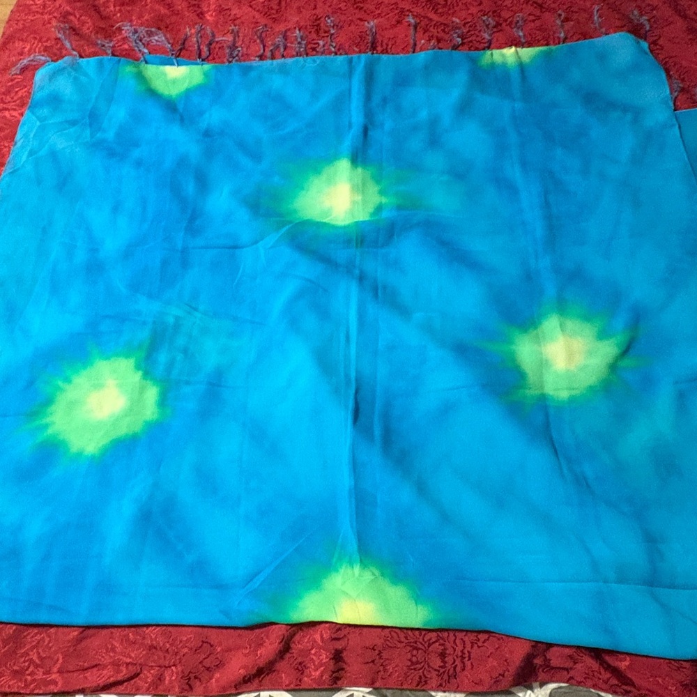 Blue and Green Tie-Dye Scarf